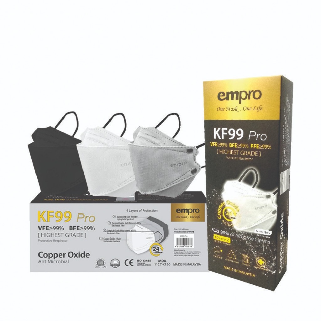 EMPRO RESPIRATOR KF99 PRO COPPER OXIDE ANTIMICROBIAL FACE MASK VFE/BFE