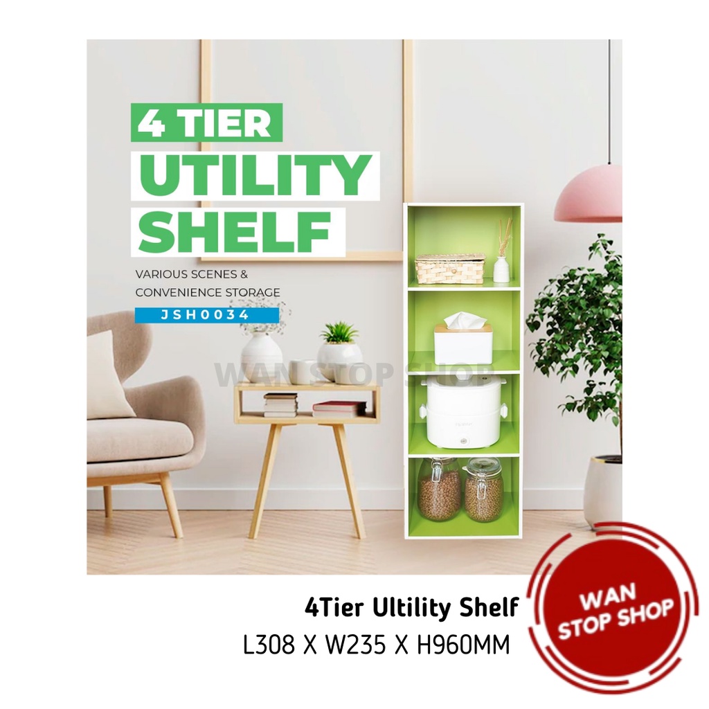 4 Tier Wooden Rack Book Shelf Book Rack Rak Buku Rack Book Multipurpose Ready