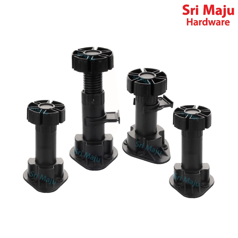 MAJU Black PVC Leg 4" Adjustable Height Furniture Bed Leg Feet