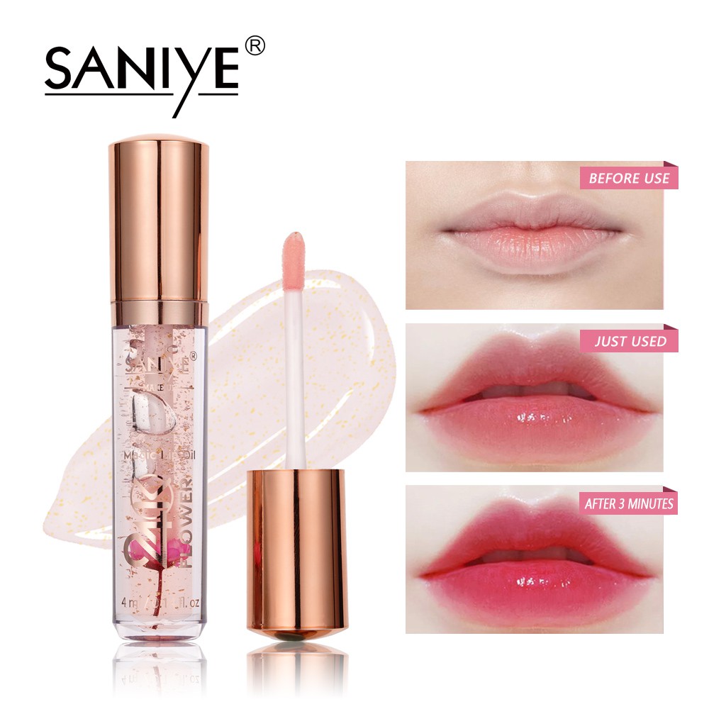 【SANIYE】 24K Gold Transparent Pink Lip Gloss Moisturizer 6 colors