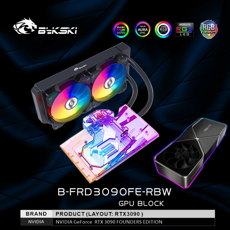 Bykski BFRD3090FERBW,RGB AIO GPU Cooler For NVIDIA Geforce RTX 3090