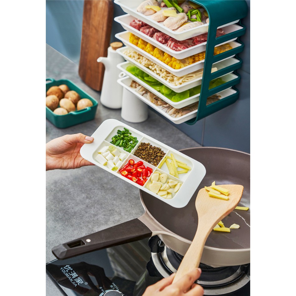 Wallmounted 7Layer Kitchen Shelf, Portable Preparation Trays