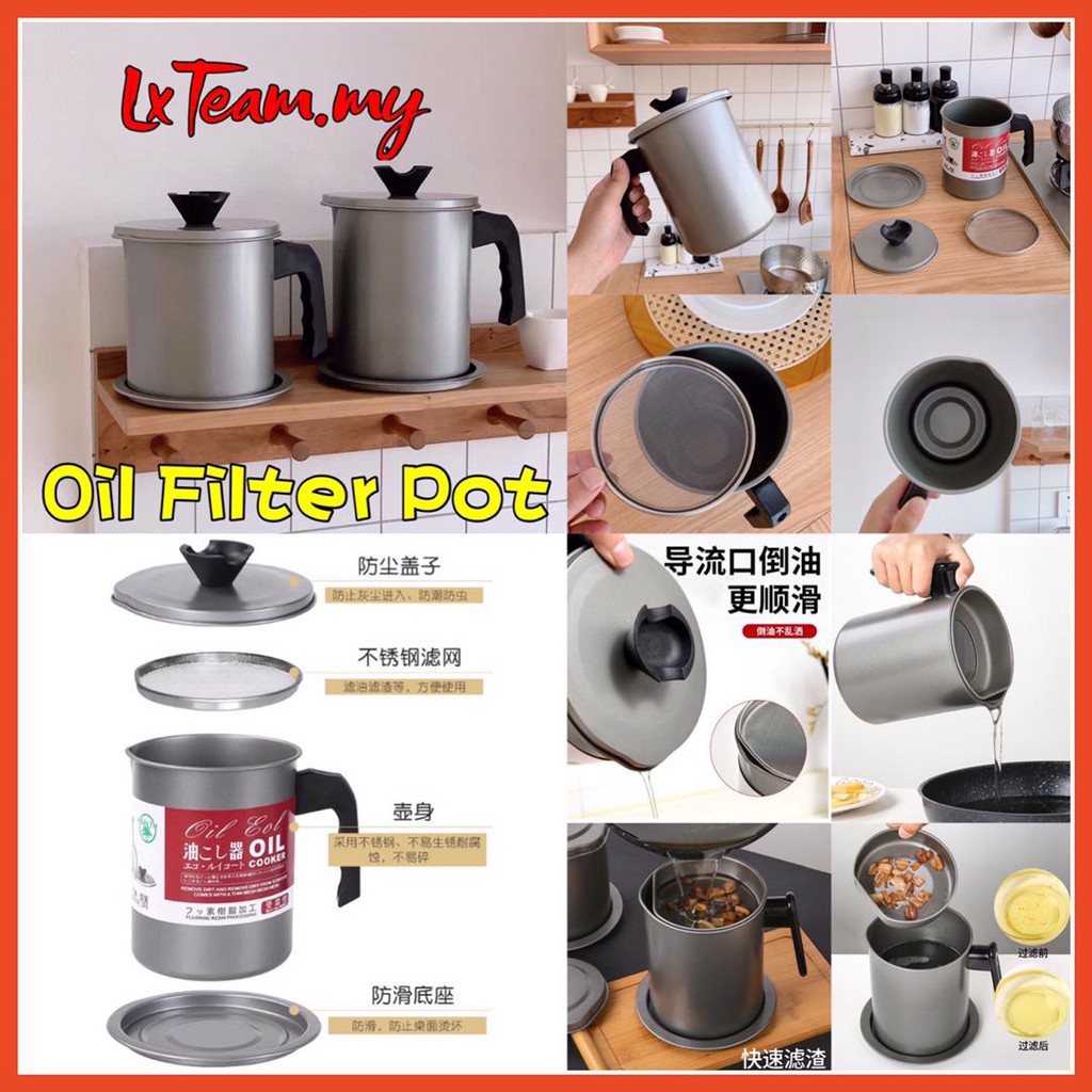 304 Penapis minyak Masak Cooking Oil Filter Stainless Steel Kitchen Oil Filter Container With