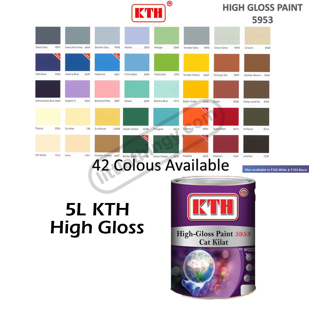 KTH 5L White 9102 Black 9103 High Gloss Paint For Wood And Metal