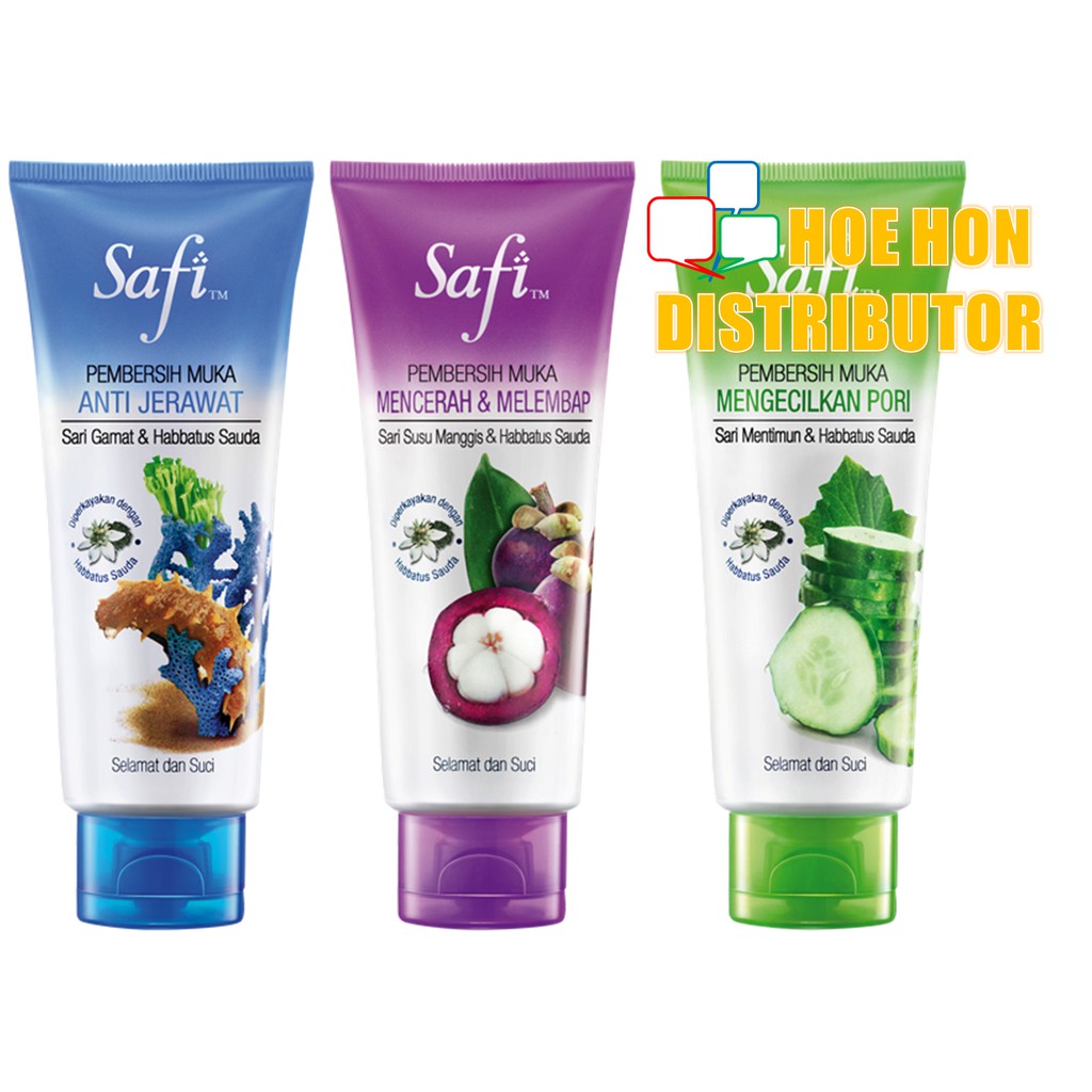Safi Pembersih Muka 65g Sari Susu Manggis, Sari Gamat, Mentimun