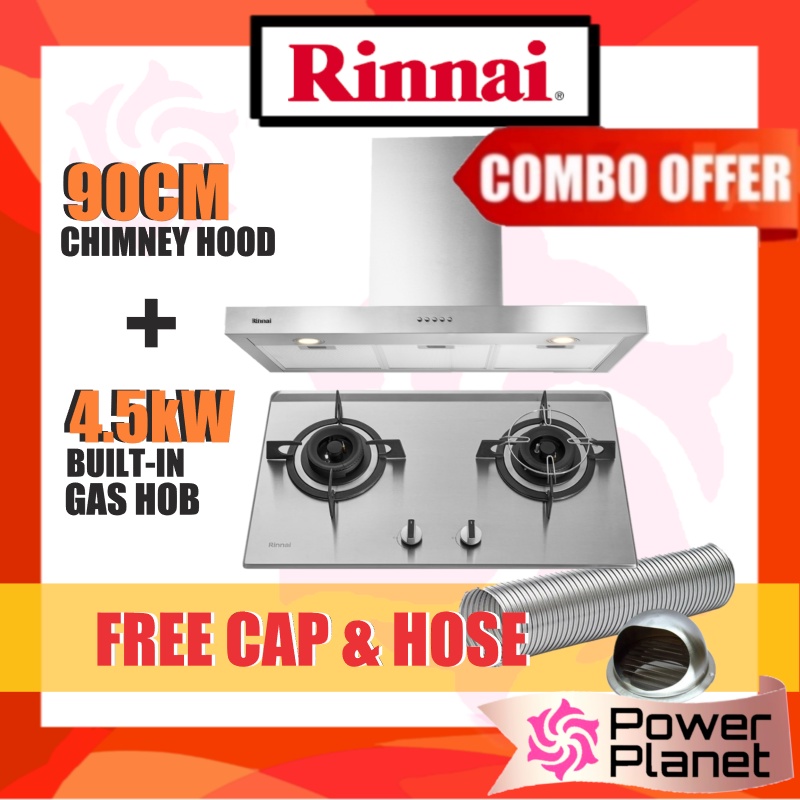 OFFER & FREE GIFT] Rinnai 90cm Cooker Hood RHC95ASSVR ( RHC95ASSVR )+ Rinnai 2Burner