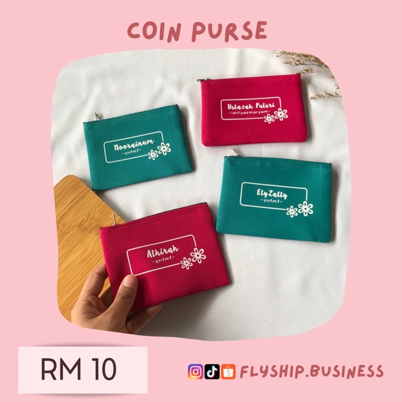 coin purse with personalized name / mini purse / printed name / purse