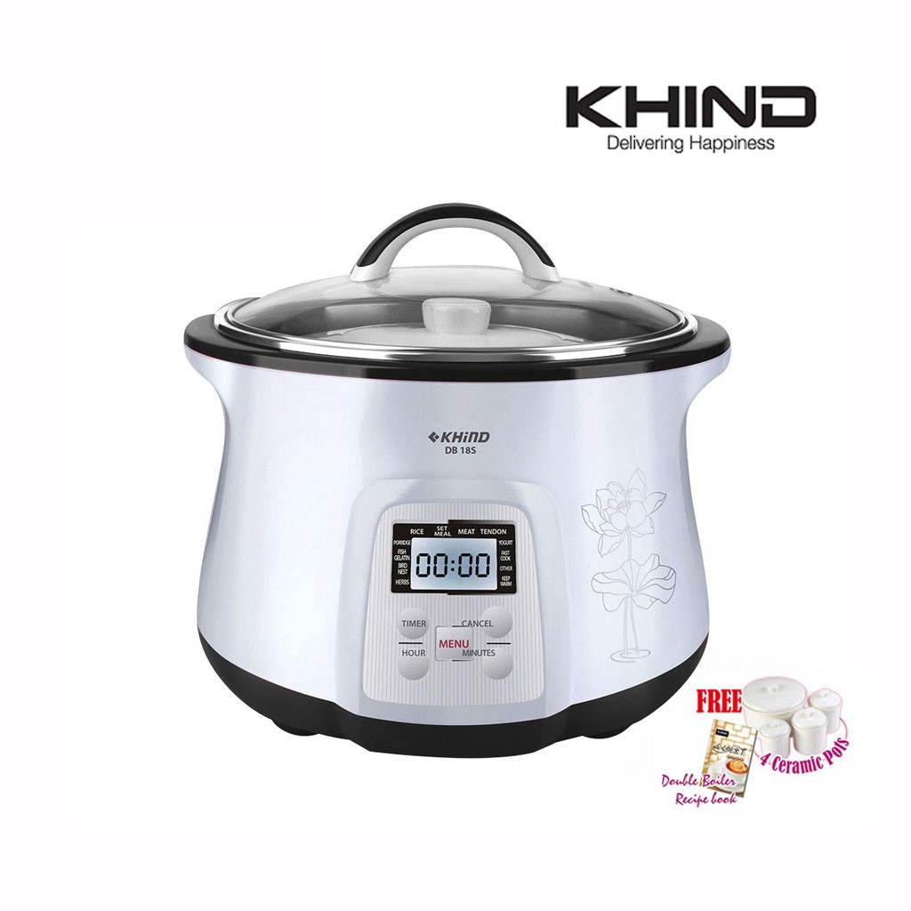 Khind Anshin Double Boiler DB181 [FREE 3 x Ceramic Pots] Shopee Malaysia