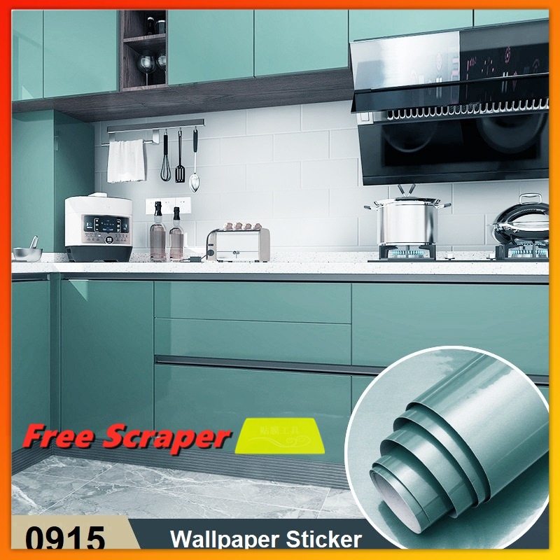 (Plain)Dark Green Solid Color Background Wallpaper Furniture Renovation Kitchen