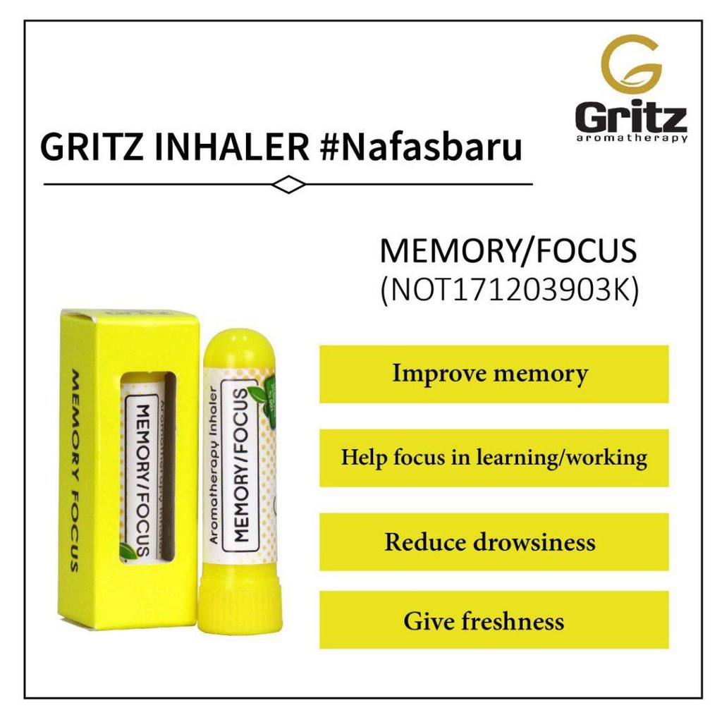 Aromatherapy Inhaler Memory / Focus By Gritz Aromatherapy (1 unit