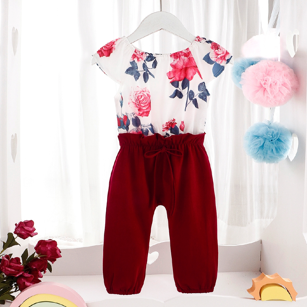 Flyman ready stock Summer Baby Kids Girl Floral Patchwork Romper