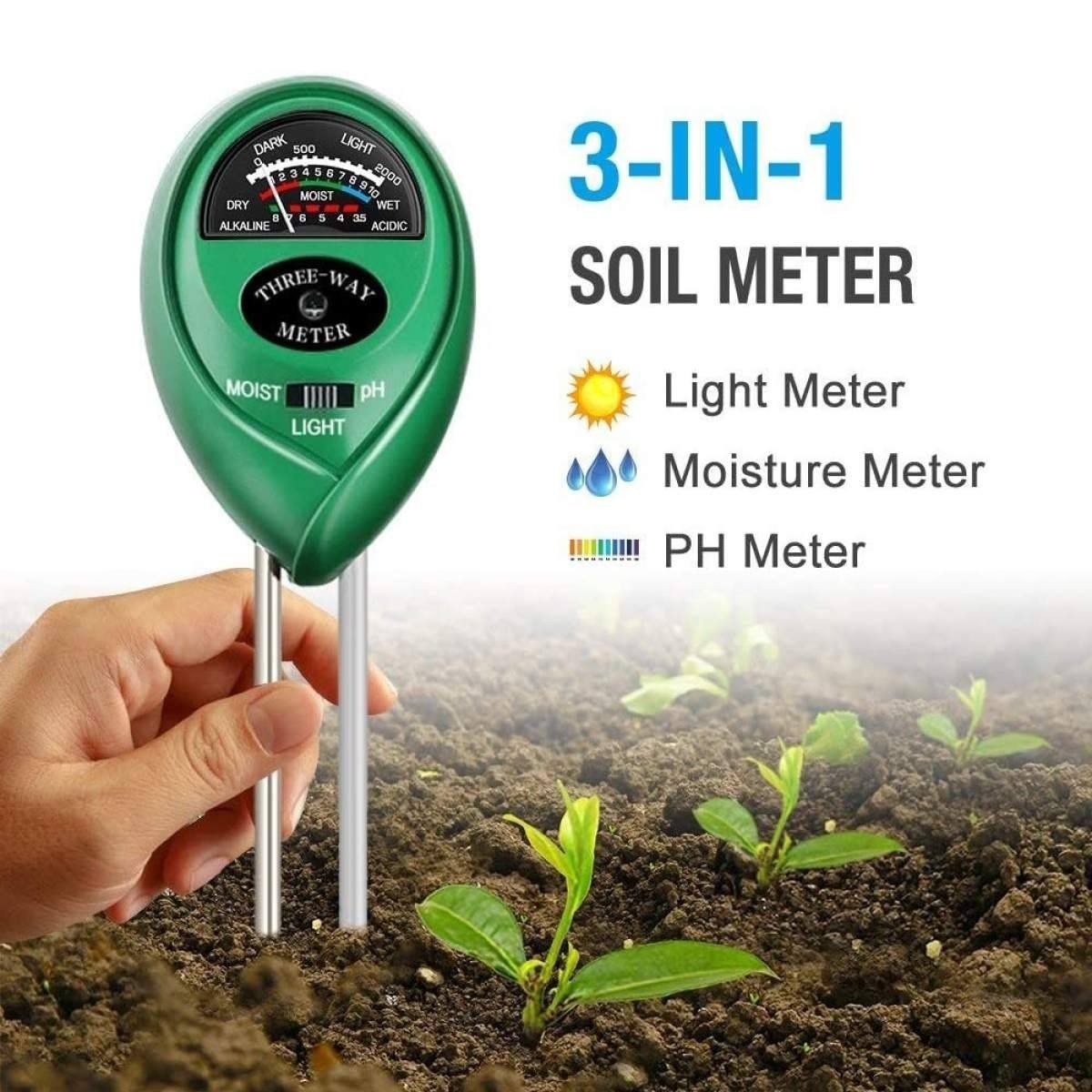 3 In 1 Ph Tester Plant Flower Soil Water Moisture Light Ph Meter