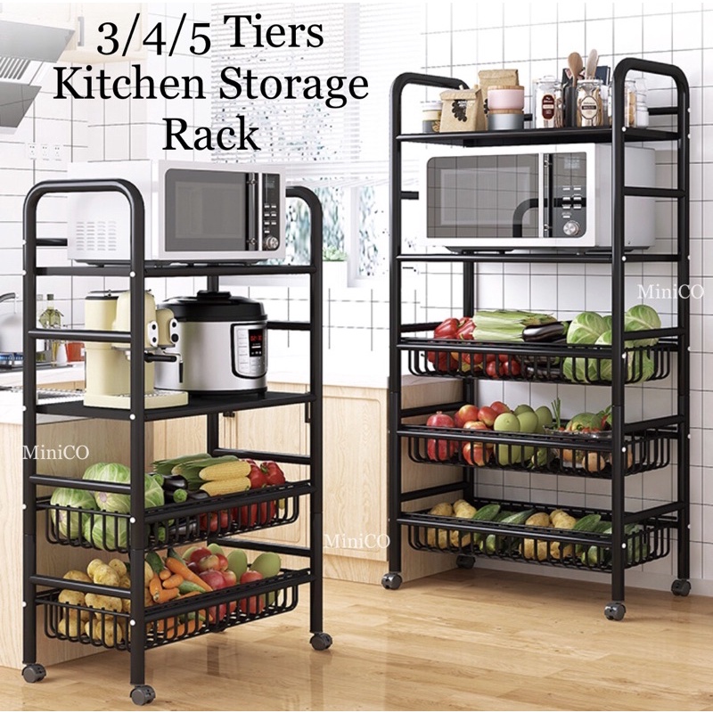 3/4/5 Tiers Kitchen Rack Kitchen Storage Shelf Kitchen Organiser Oven