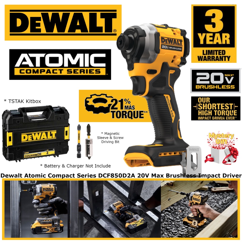 Dewalt Atomic DCF850D2A 6.35mm ( 1/4" ) 20V Brushless Cordless Compact