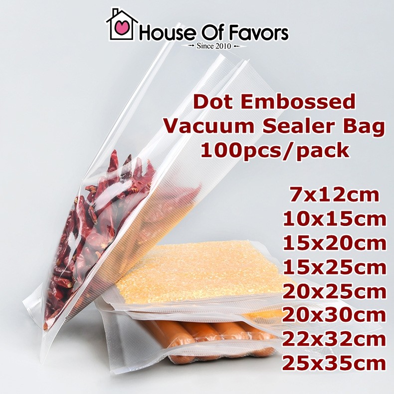 100pcs THICK Embossed Food Vacuum Sealer Plastic Bags Plastik Seal