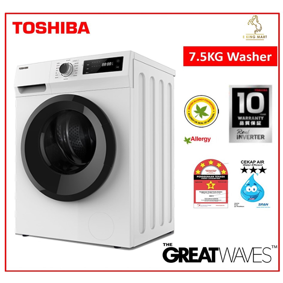 TOSHIBA Front Load 7.5KG Washing Machine THE GREATWAVES Inverter TW