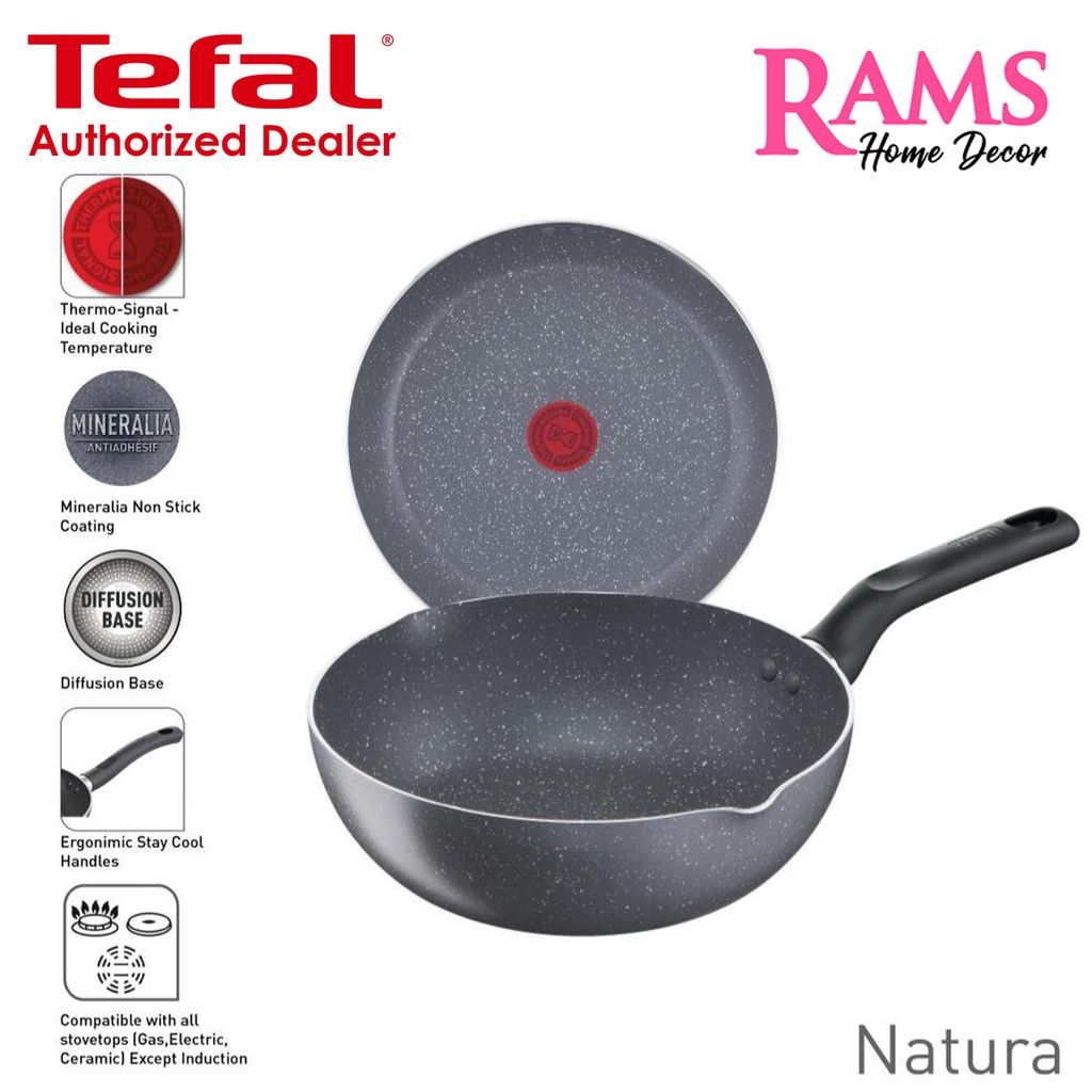 Tefal Natura NonStick Deep Frypan & Wokpan / 24cm, 26cm & 28cm Deep