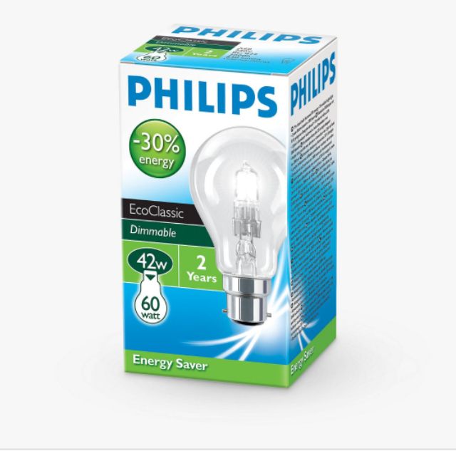 Philips Eco Classic Halogen (Frosted) Bulb 28W/42W/70W B22 | Shopee Malaysia