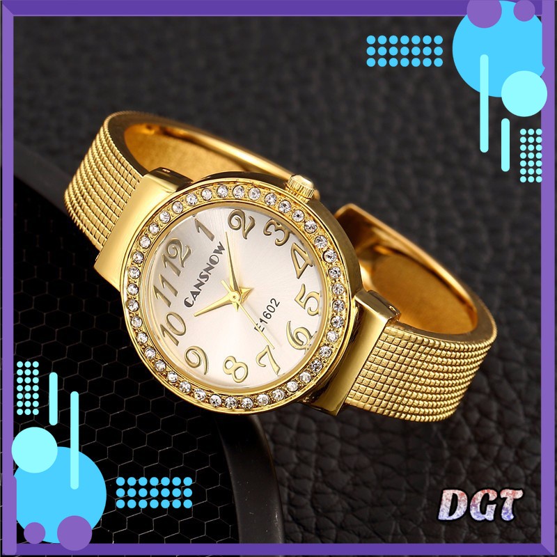 DGT New Fashion Brand Women Gold Dress Watch Rhinestone Clock Shopee