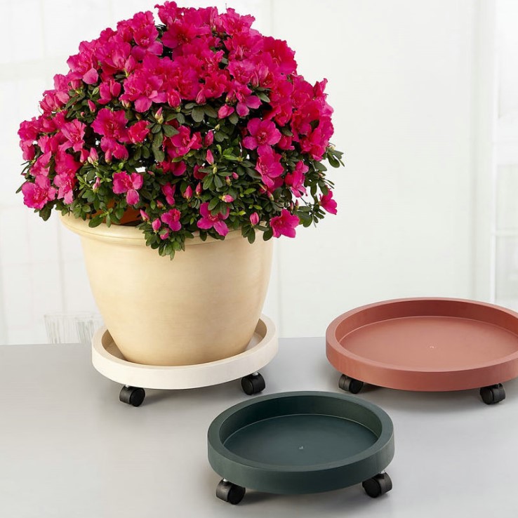 Flower Pot Tray with Wheels Planter Caddy Plant Stand Trolley Wheeled