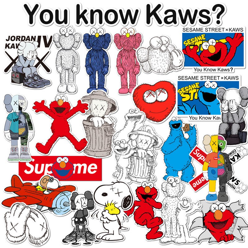 (PREMIUM DESIGNER STICKER) 23pcs KAWS X SESAME STREET Vinyl Decal