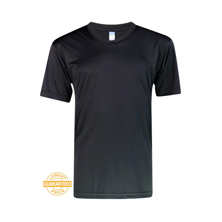 Black Plain Microfiber Polyester TShirt Round Neck Dry Fit Cool Fit Quick Dry Shopee Malaysia