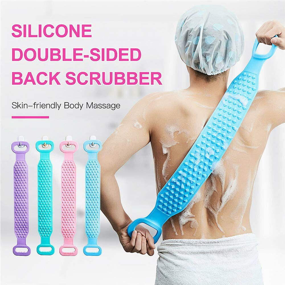 Body Brush,Silicone Body Scrubber Towel,Back Cleaning Shower Strap