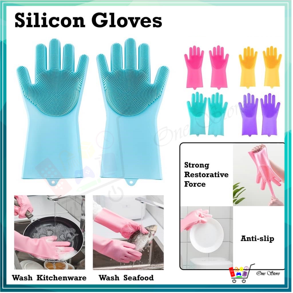 Magic Silicone Dish Washing Gloves Kitchen Cleaning Brush Dishwashing