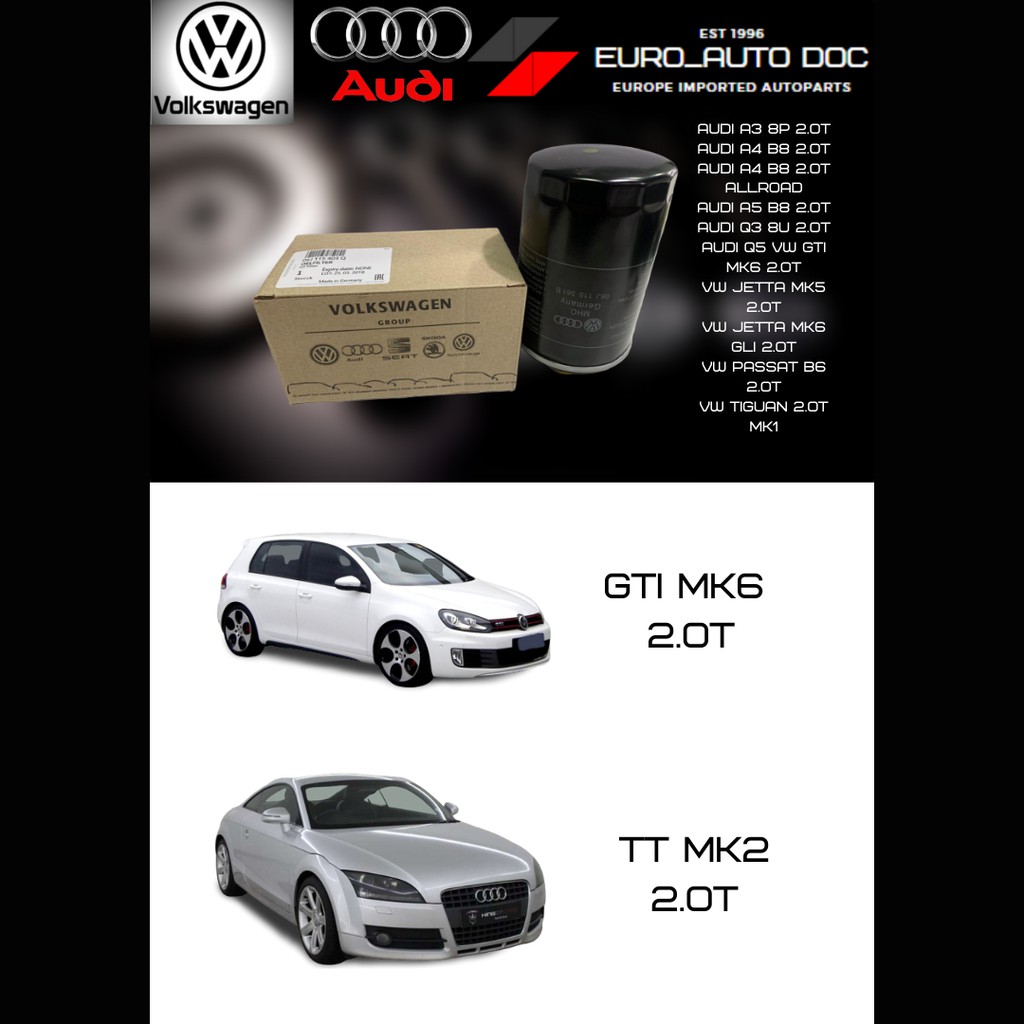 (100ORI)VOLKSWAGEN/AUDI OIL FILTER Audi A3/A4/ A5/Q3/VW GTI Mk5 2.0T