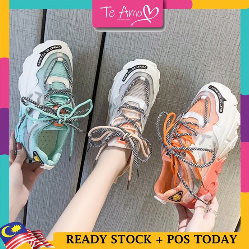 Kasut Sukan Wanita Mesh Outdoor Korean Style Gradient Breathable Casual