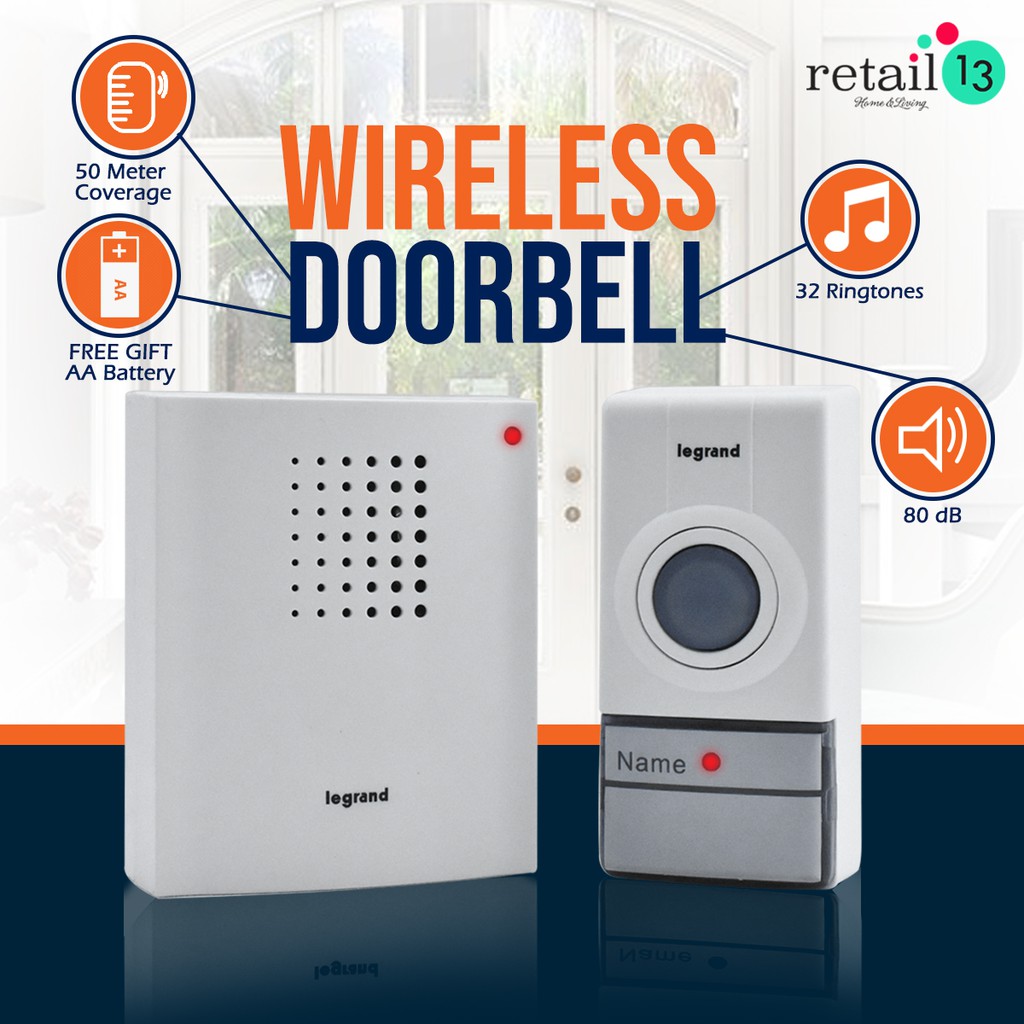LEGRAND WIRELESS DOORBELL KIT 32 VARIATION MUSIC RINGTONE
