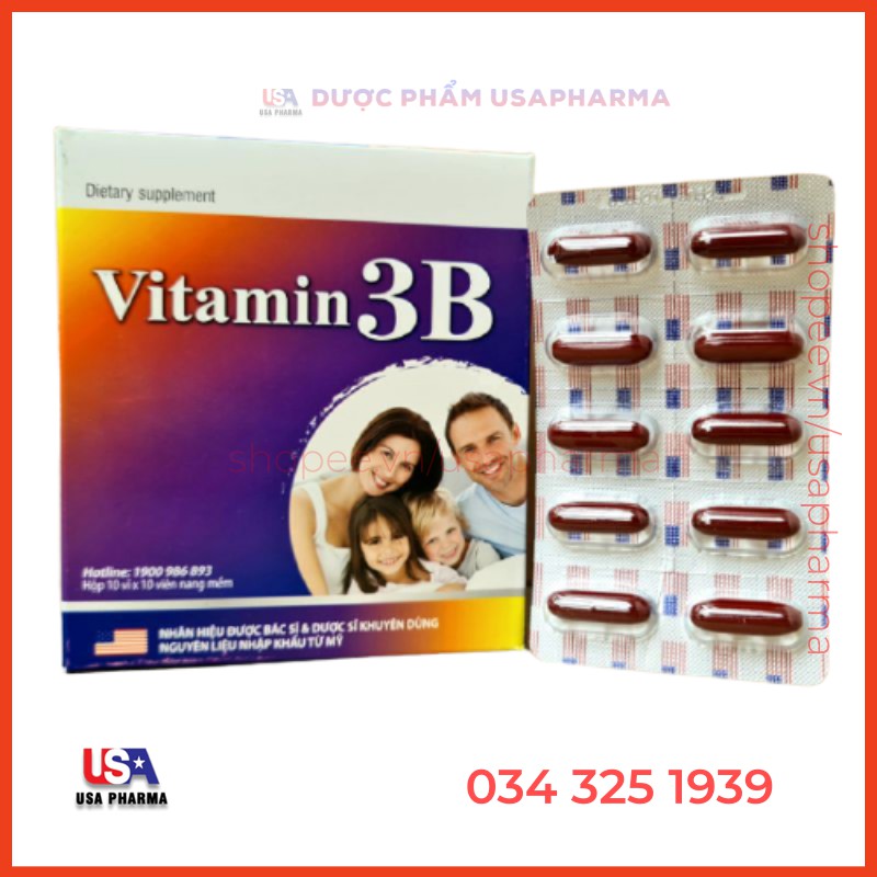 Purple box of 100 tablets Vitamin 3B Helps to supplement and prevent
