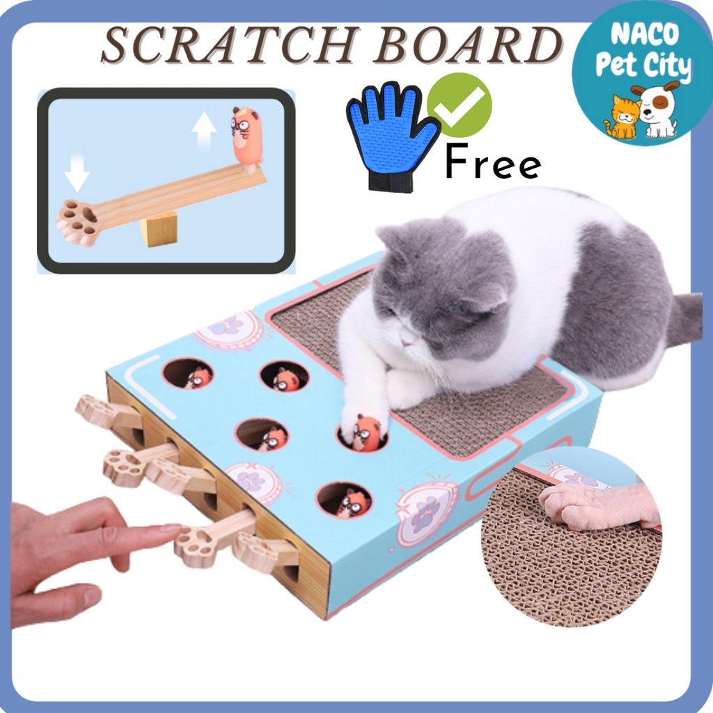 WhackaMole Cat Toy Scratching Board Pad Cat Claw Catcher Cardboard