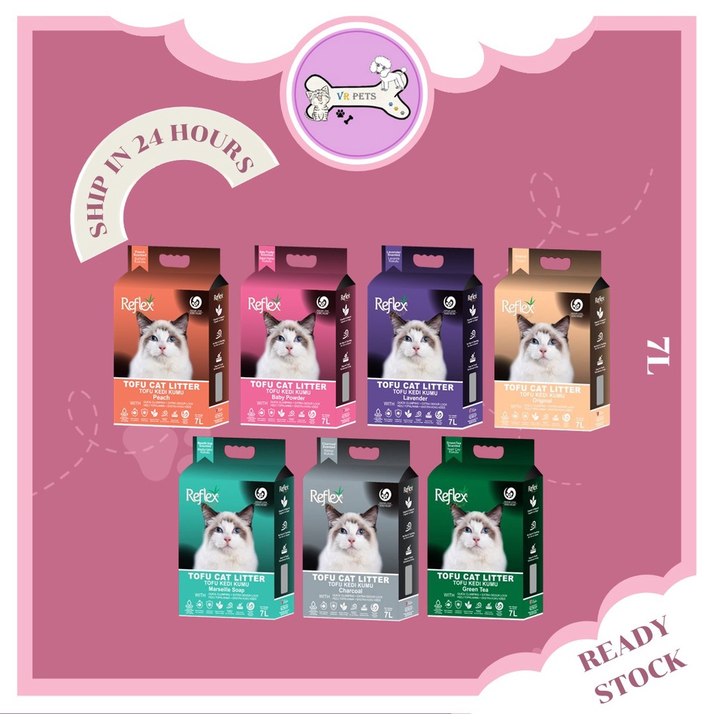 Reflex Plus Tofu Clumping Flushable Cat Litter 7L Pasir Kucing