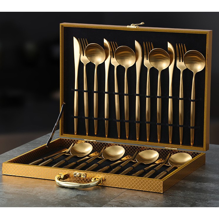 304 Stainless Steel Gold Cutlery set Shopee Malaysia