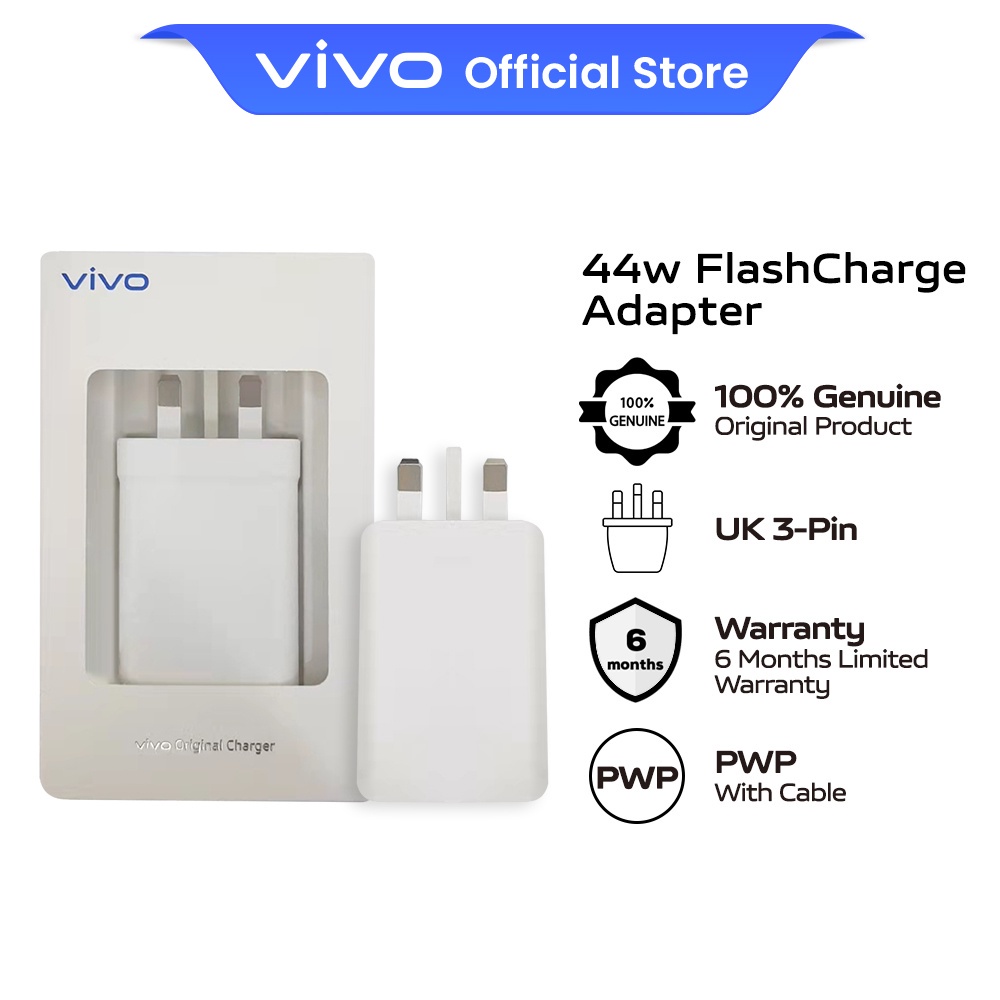 VIVO 44W Fast Charger Power Adapter UK 3Pin Shopee Malaysia
