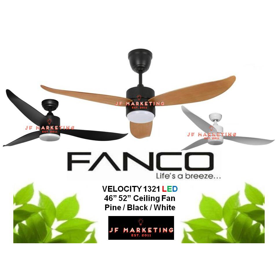 FANCO VELOCITY 1321 46" 52" DC MOTOR CEILING FAN WITH LED LIGHT