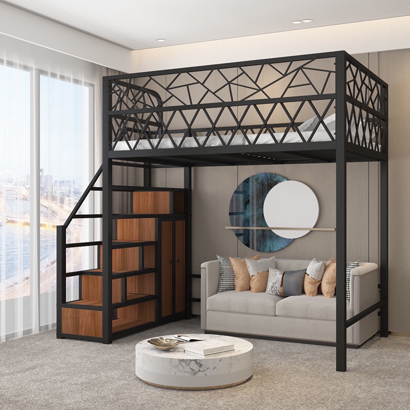 Elevated bed bed under table simple up and down bed small apartment