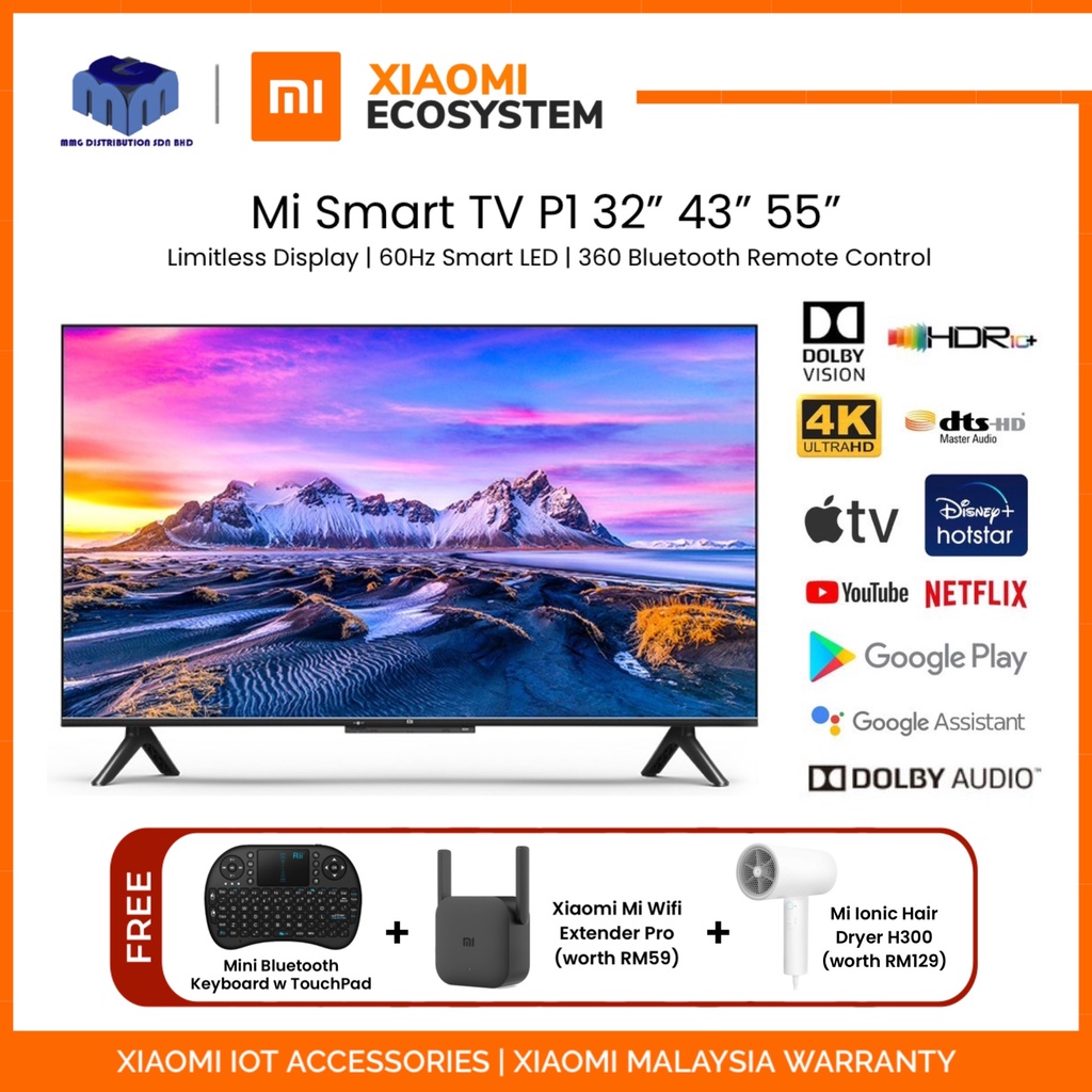 Xiaomi Mi Smart TV P1 (32”/43”/55") 4K UHD, Android 10 Smart TV) 2