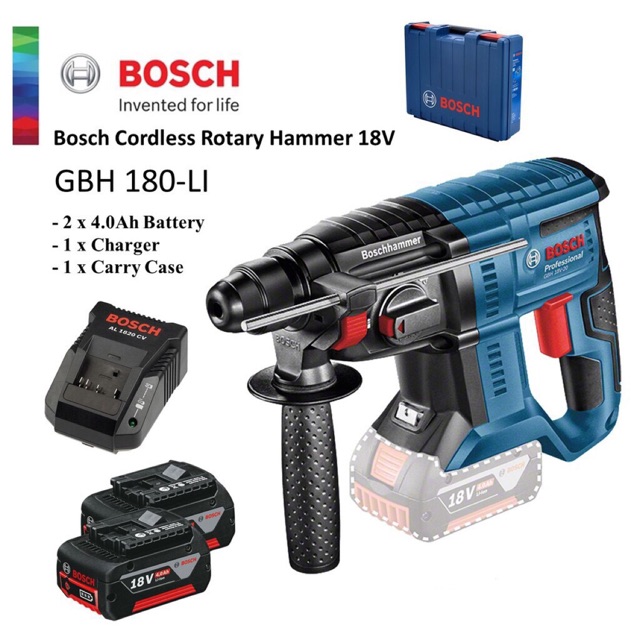 Bosch GBH 180LI WITH 2 PCS18V 4.0AH BATTERY & CHARGER AL1860CV