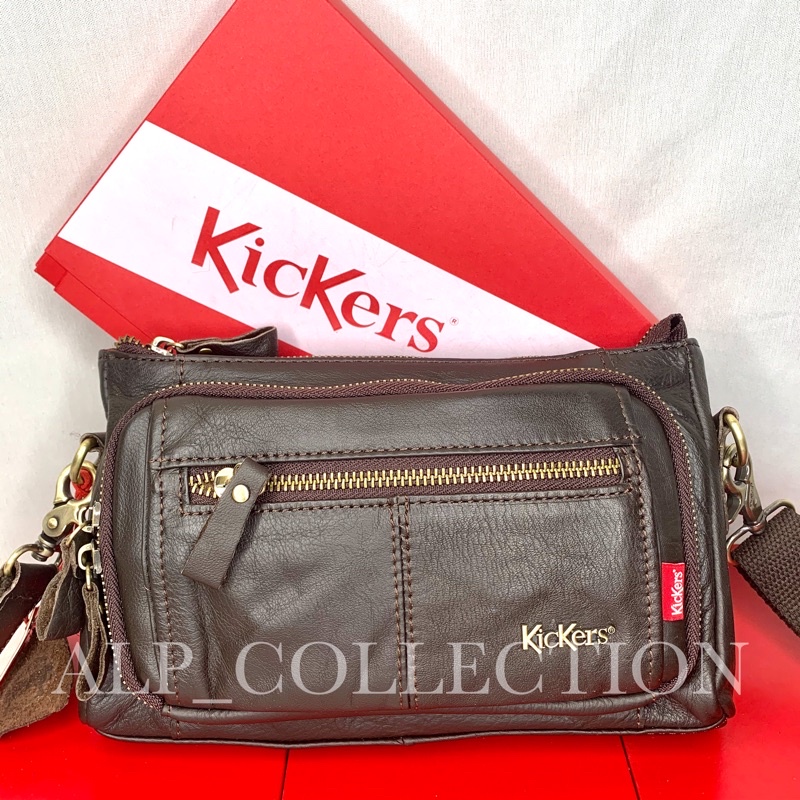 Kickers Waist Bag Sling Bag Pouch Bag Original Genuine Leather Attach With Belt (3 in 1) 1KICS