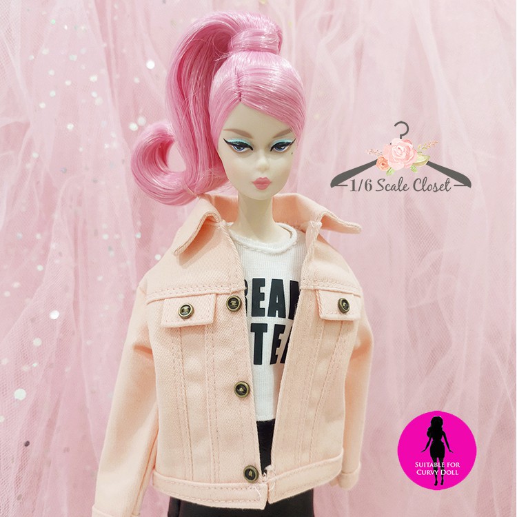 Barbie Doll Clothes Curvy Doll Clothes Blythe Doll Clothes Unisex Pink Jacket (Jacket Only