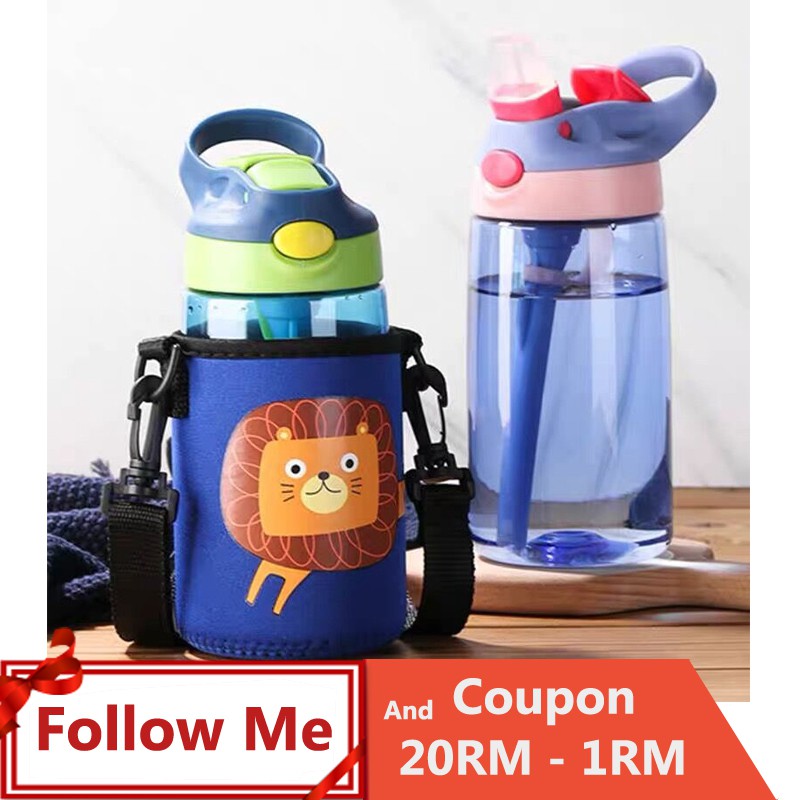 Sport Kids Cup Water Bottle Straw Children's Drinking Bottles Strap Out
