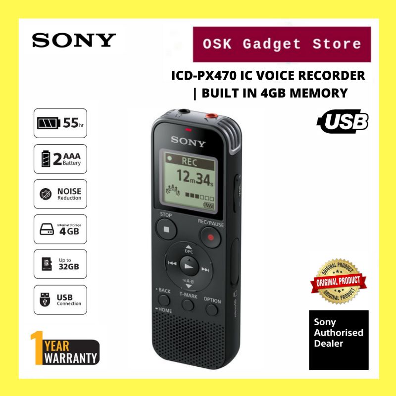 Sony ICDPX470 Digital Voice Recorder Built In 4GB Memory Direct