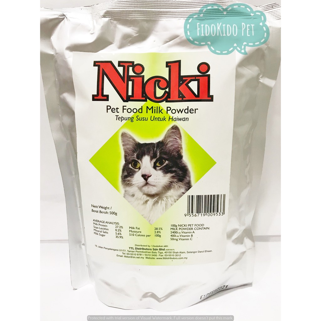 Nicki pet milk powder for cats 500g Shopee Malaysia