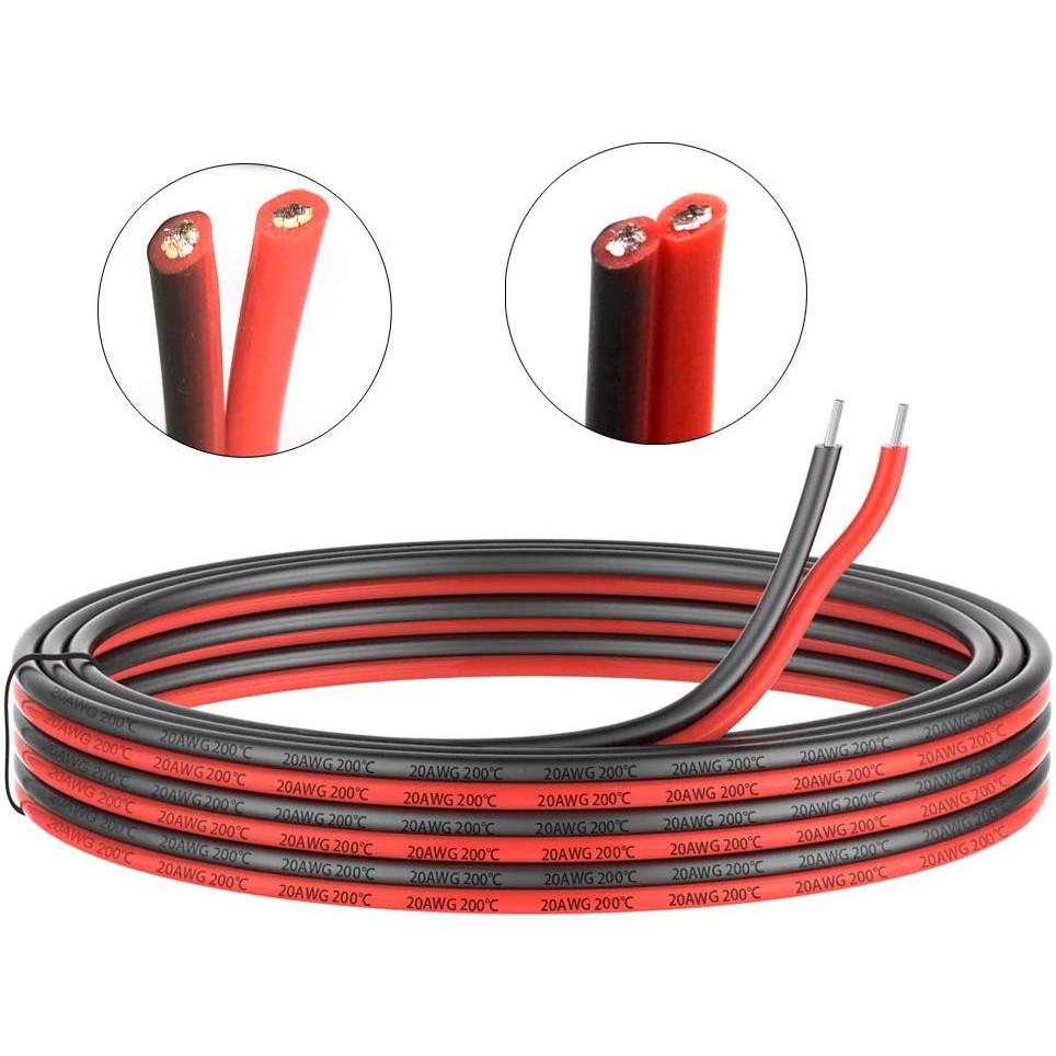 2pin Extension 20awg Silicone Electrical Wire Black and Red 2 Conductor