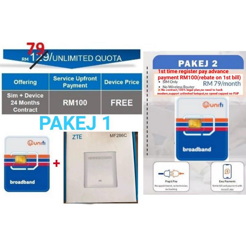 TM UNIFI AIR UNLIMITED 4G SIM WITH/WITHOUT ROUTER