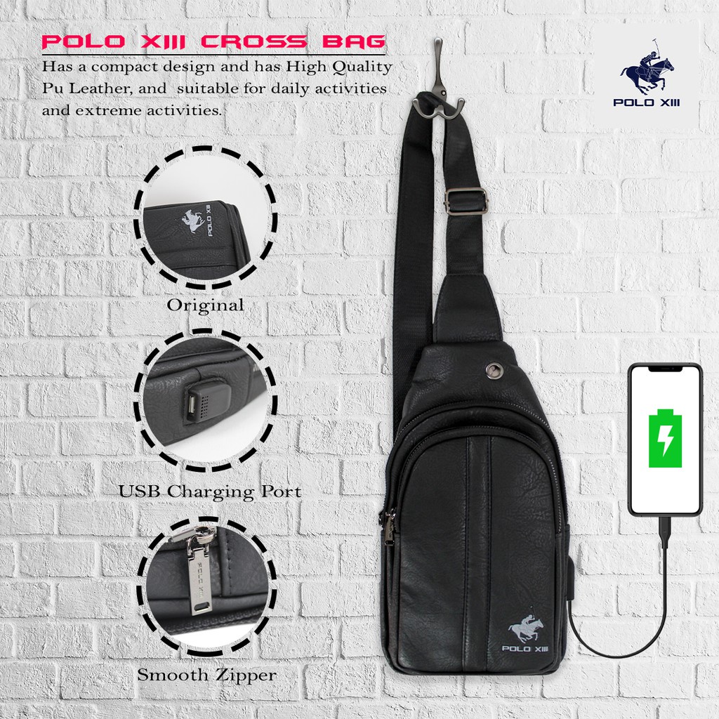 SAPAREN {VP22} Polo XII Crossbody Bag With Charger Pod Shopee Malaysia