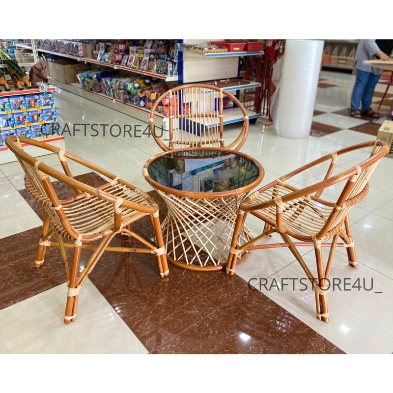 IRattan Coffee Table chair Set / Garden Outdoor Dining Table Set/ Cafe