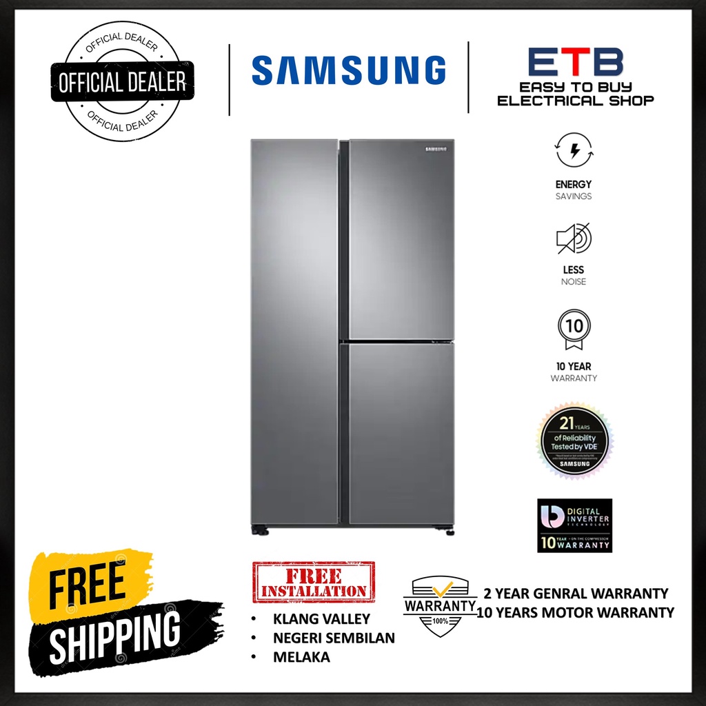 Samsung RS63R5561M9/ME 670L Side by Side Refrigerator with Large Capacity (SpaceMax) Shopee